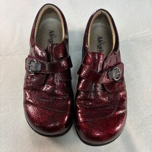 Alegria KHL104 Burgundy Snake Print Leather Comfort Shoes Women Size 41